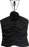 MANGO Rosette Ruched Halter Top