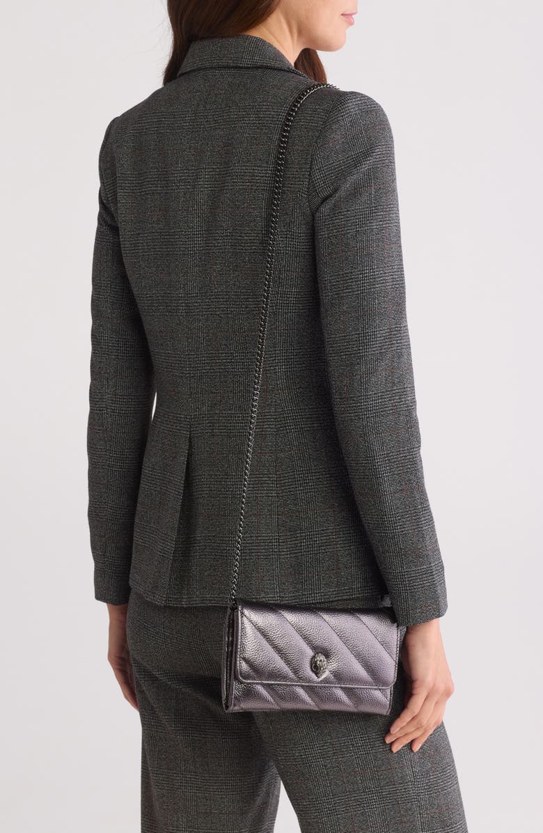 Kurt Geiger London Soho Leather Wallet on a Chain, Alternate, color, Silver