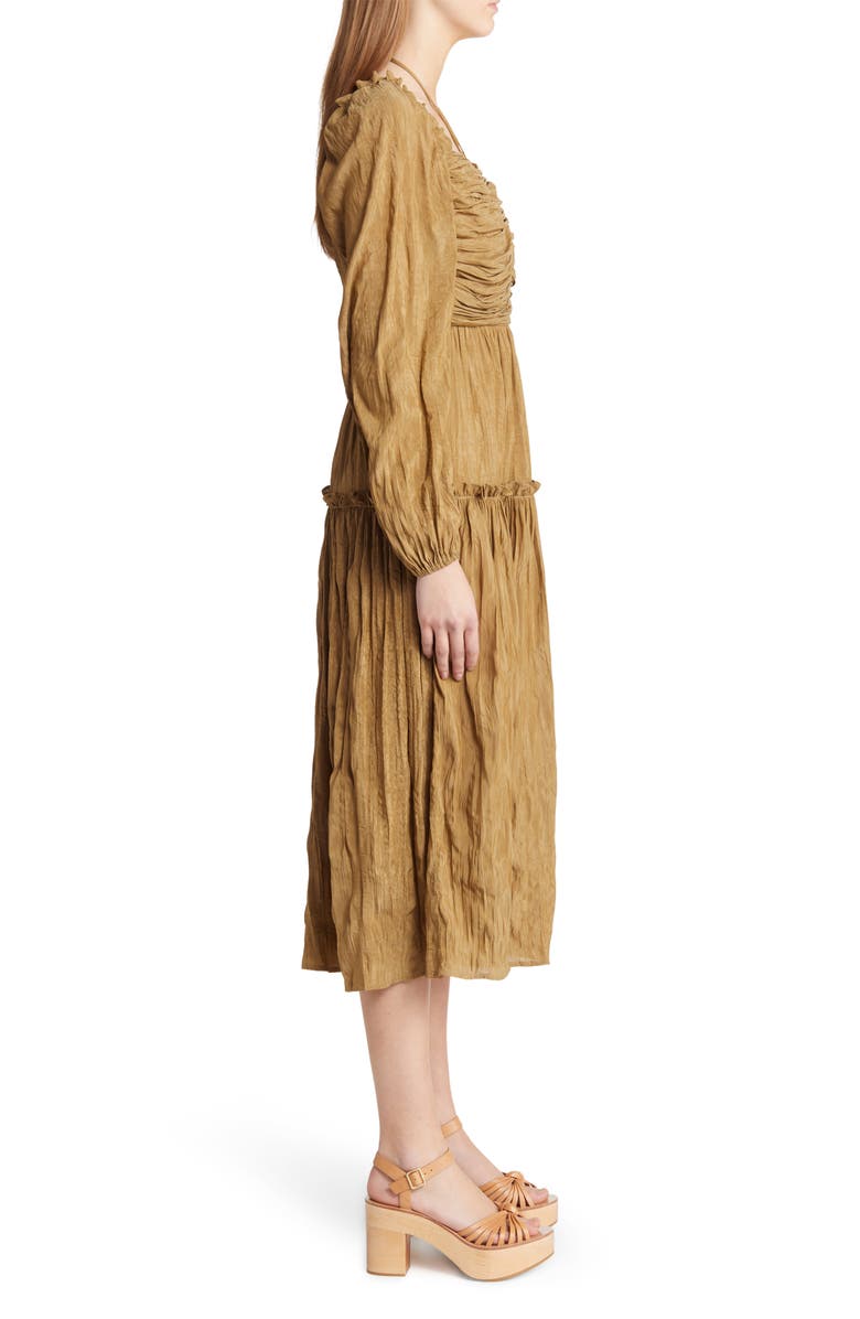 moon river brown long sleeve maxi dress Shona Joy - La Lune Plunged Long Sleeve Maxi Dress - Espresso main image 1