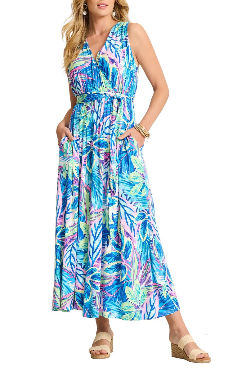 Tommy Bahama Frond Grove Sleeveless Maxi Dress, Alternate, color, Cyber Light