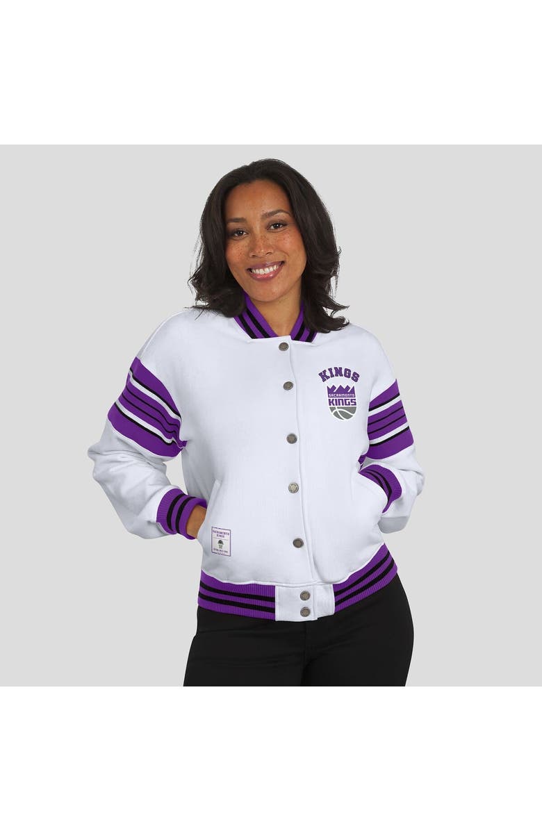 WEAR by Erin Andrews Women's WEAR by Erin Andrews White Sacramento Kings Snap Front Fleece Sweatshirt, Alternate, color, White