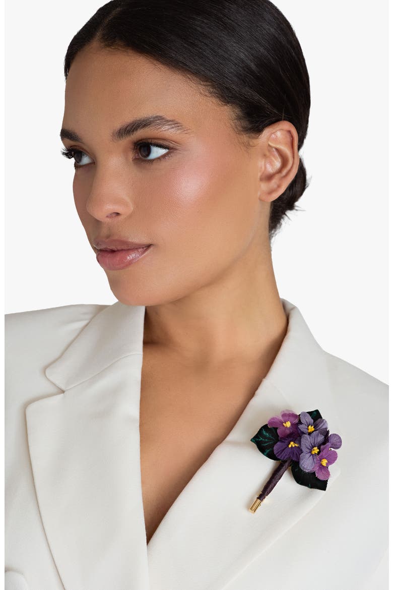 The Violet Cluster Floral Brooch, Alternate, color, Purple