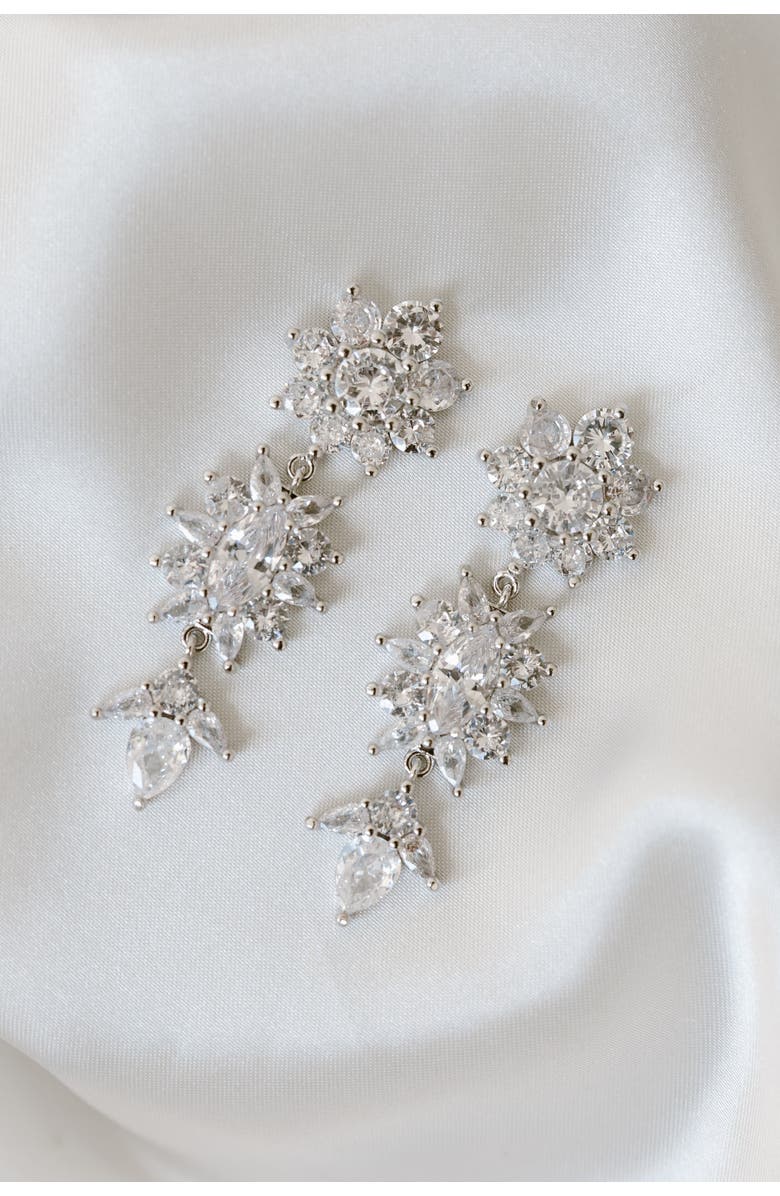 Untamed Petals Keepsake Crystal Drop Earrings, Alternate, color, Silver