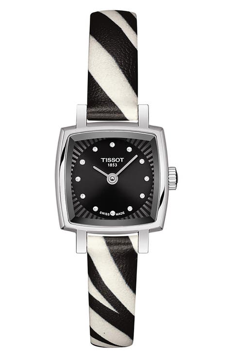 Lovely Wild Diamond Leather Strap Watch, 20mm