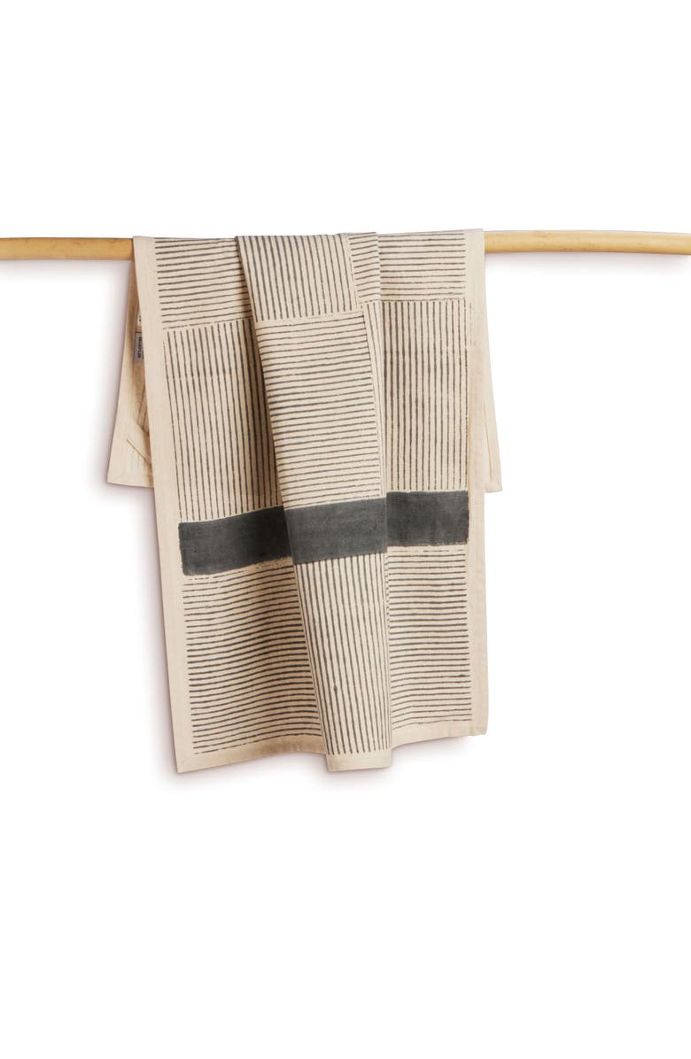 Sustainable Threads Bungalow - Hand Block Printed Kitchen Towels - Set of 2, Main, color, Slate