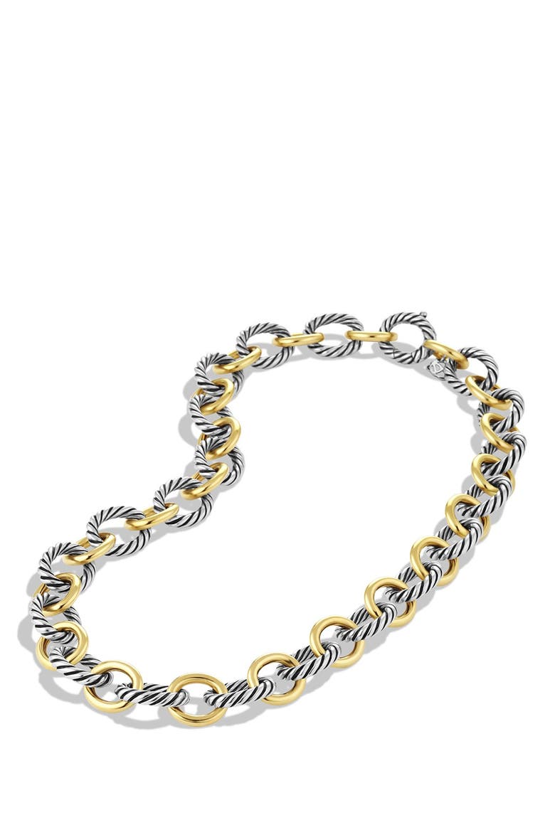 Oval Link Chain Necklace in Sterling Silver with 18K Gold, 16mm, Alternate, color, TWO TONE