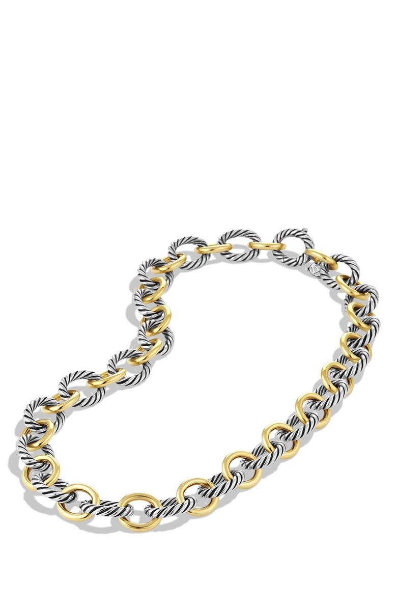 David Yurman Oval Link Chain Necklace in Sterling Silver with 18K Gold, 16mm, Alternate, color, 
