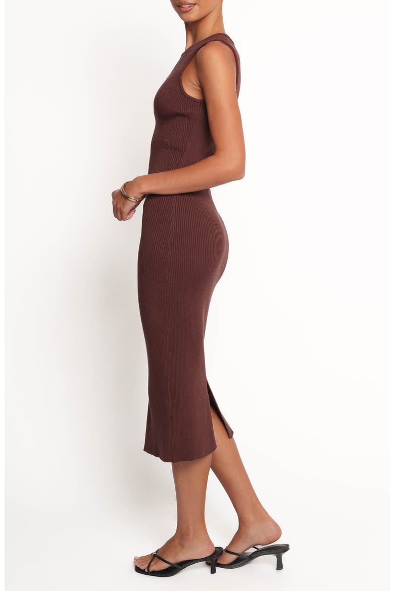 Hollis Sleeveless Rib Midi Dress, Alternate, color, CHOCOLATE