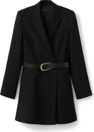MANGO Belted Long Sleeve Blazer Dress
