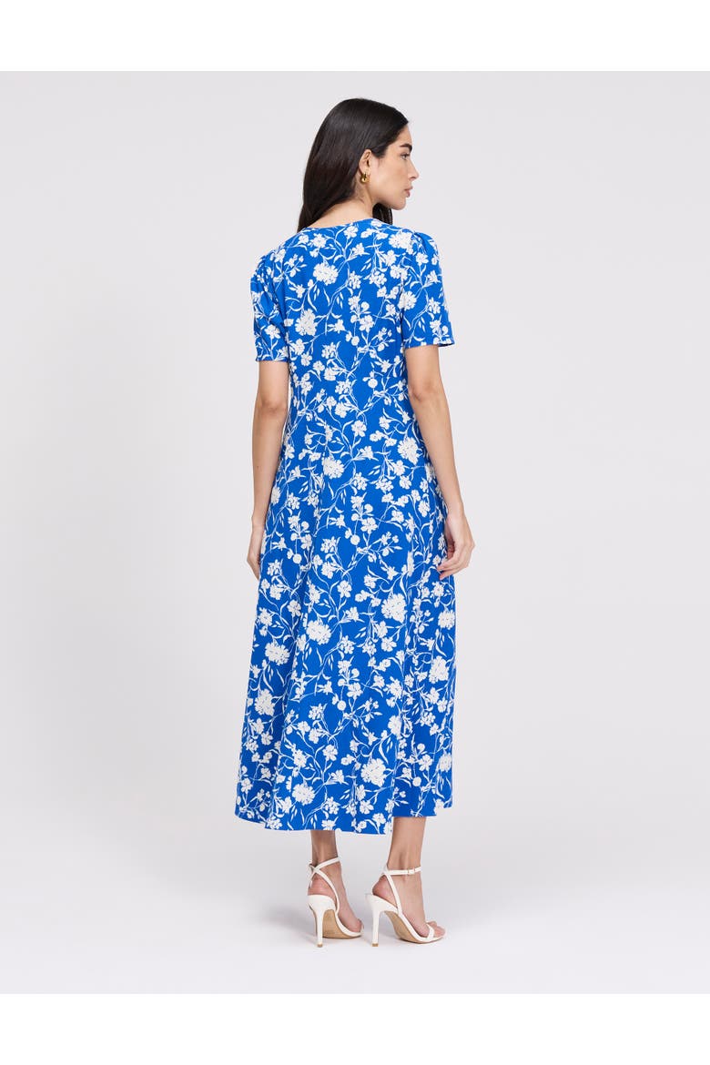 Bianca Tie Neck Midi Dress, Alternate, color, Blue Floral