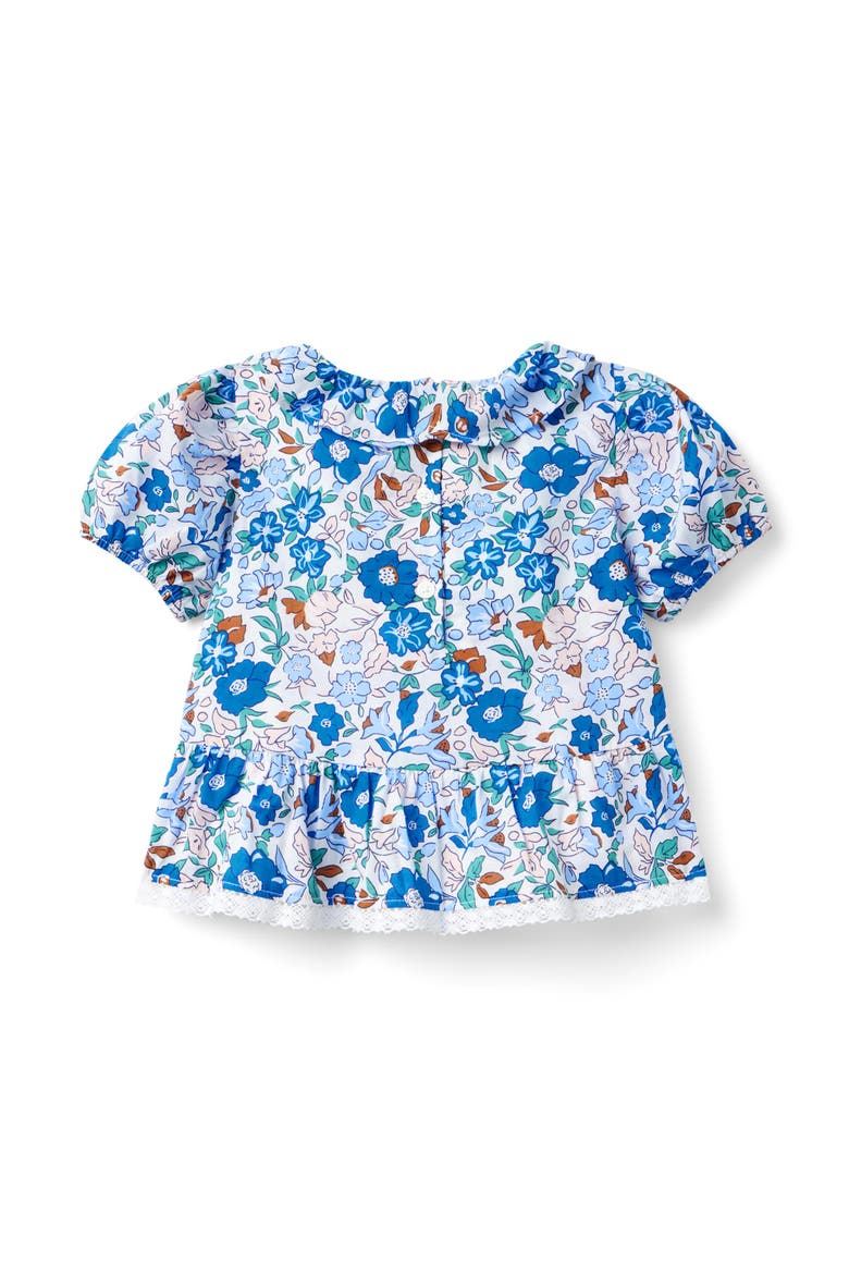 Floral Ruffle Peplum Top, Alternate, color, Blue