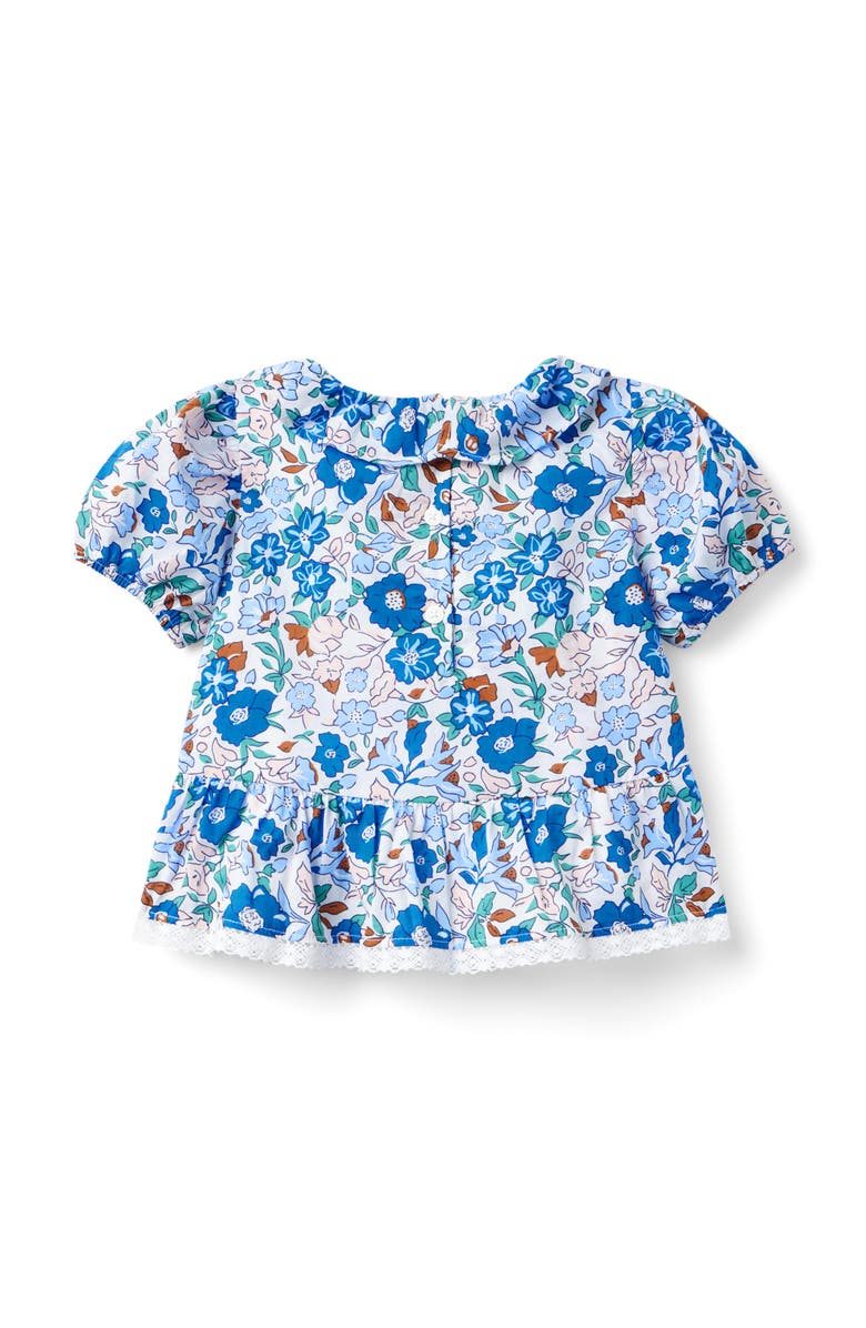 Janie and Jack Floral Ruffle Peplum Top, Alternate, color, Blue