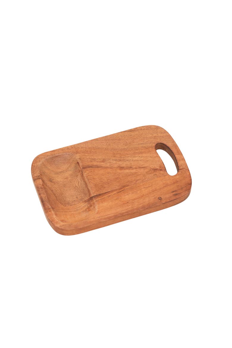 Handmade Acacia Wood Cutting Board with Handle, Main, color, Natural Wood