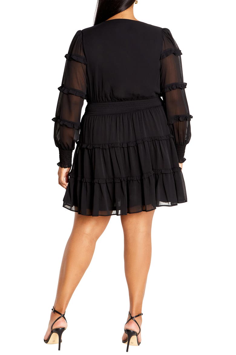 Daisy June Tiered Long Sleeve Dress, Alternate, color, BLACK