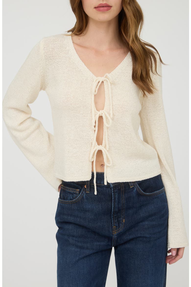 Front Tie Crop Cardigan, Main, color, CREAM