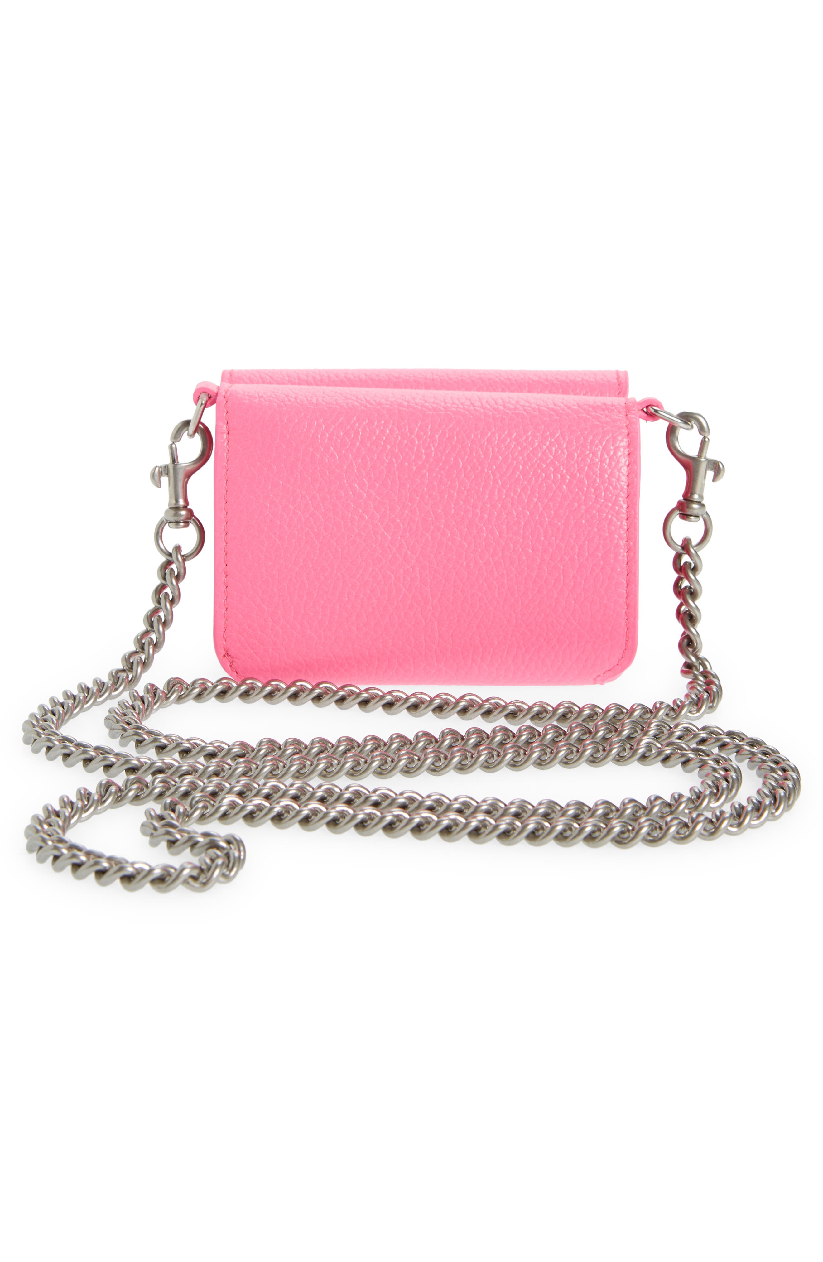 Balenciaga Mini Cash Leather Wallet on a Chain, Alternate, color, 