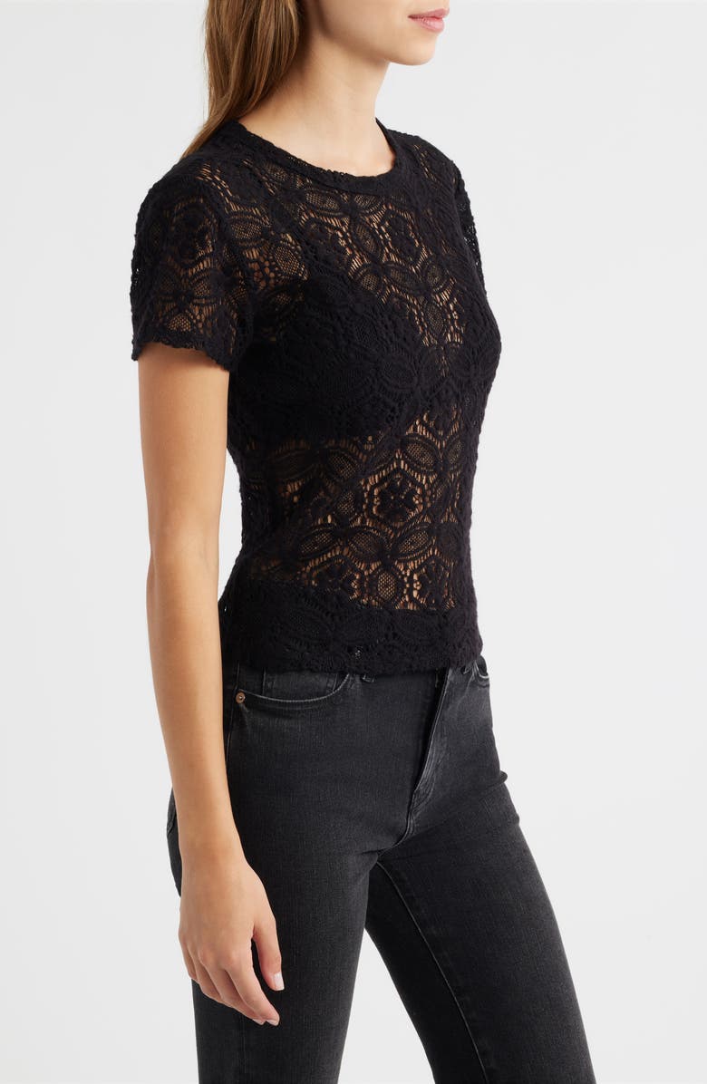 FRAME The Lace T-Shirt, Alternate, color, Black
