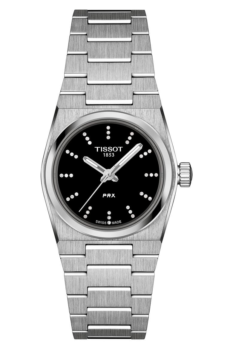 PRX Diamond Bracelet Watch, 25mm, Main, color, BLACK