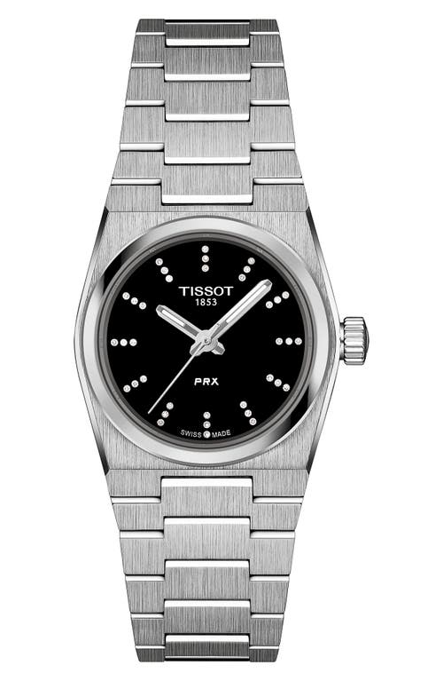 Tissot Women's Swiss Prx Diamond (1/20 Ct. T.w.) Stainless Steel Bracelet Watch 25mm In Black