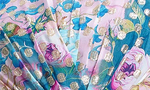 Shop Dress The Population Romera Metallic Floral Print Gown In Capri Multi
