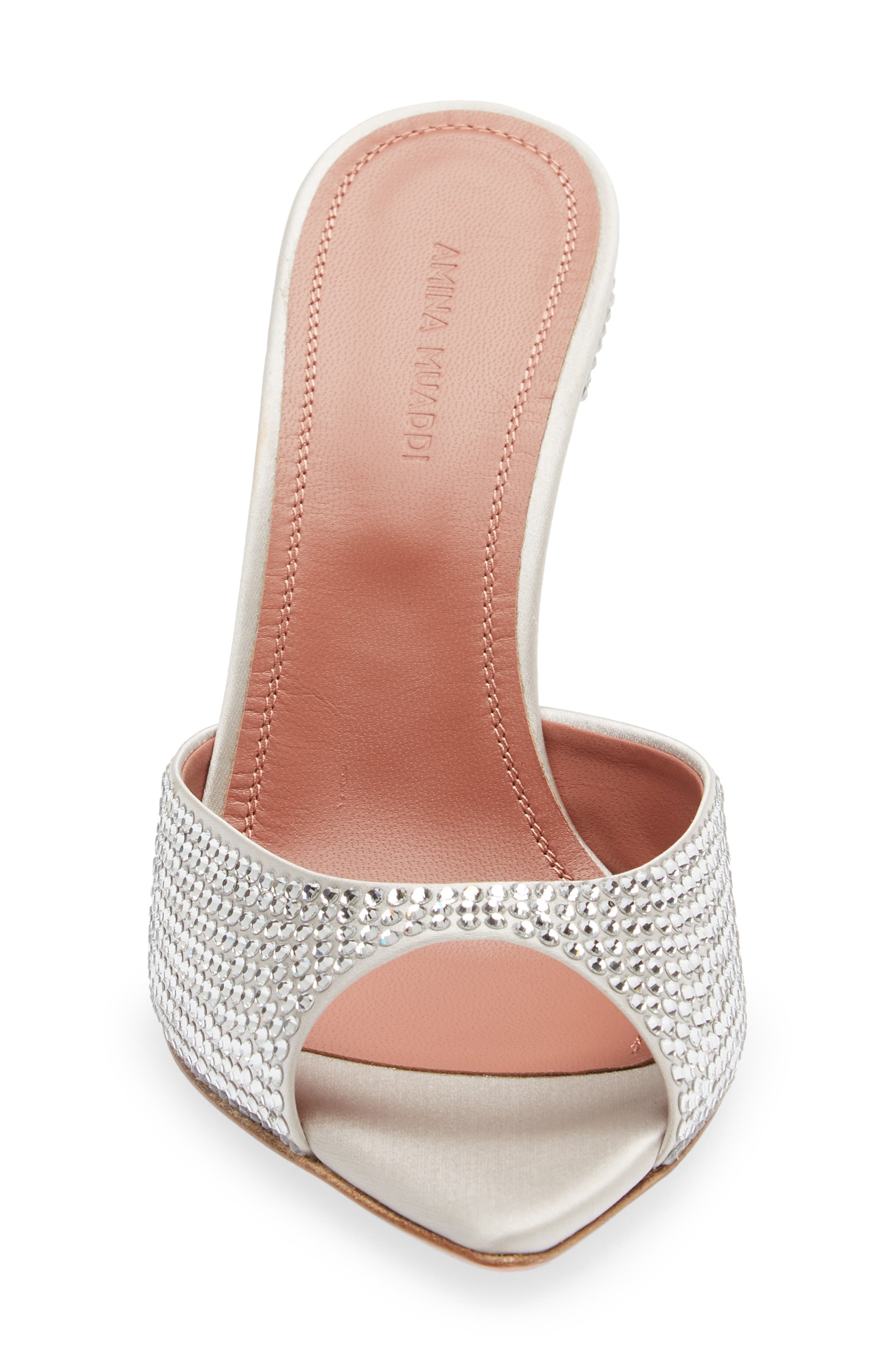 Amina Muaddi Caroline Crystal Embellished Pointed Toe Sandal, Alternate, color, 