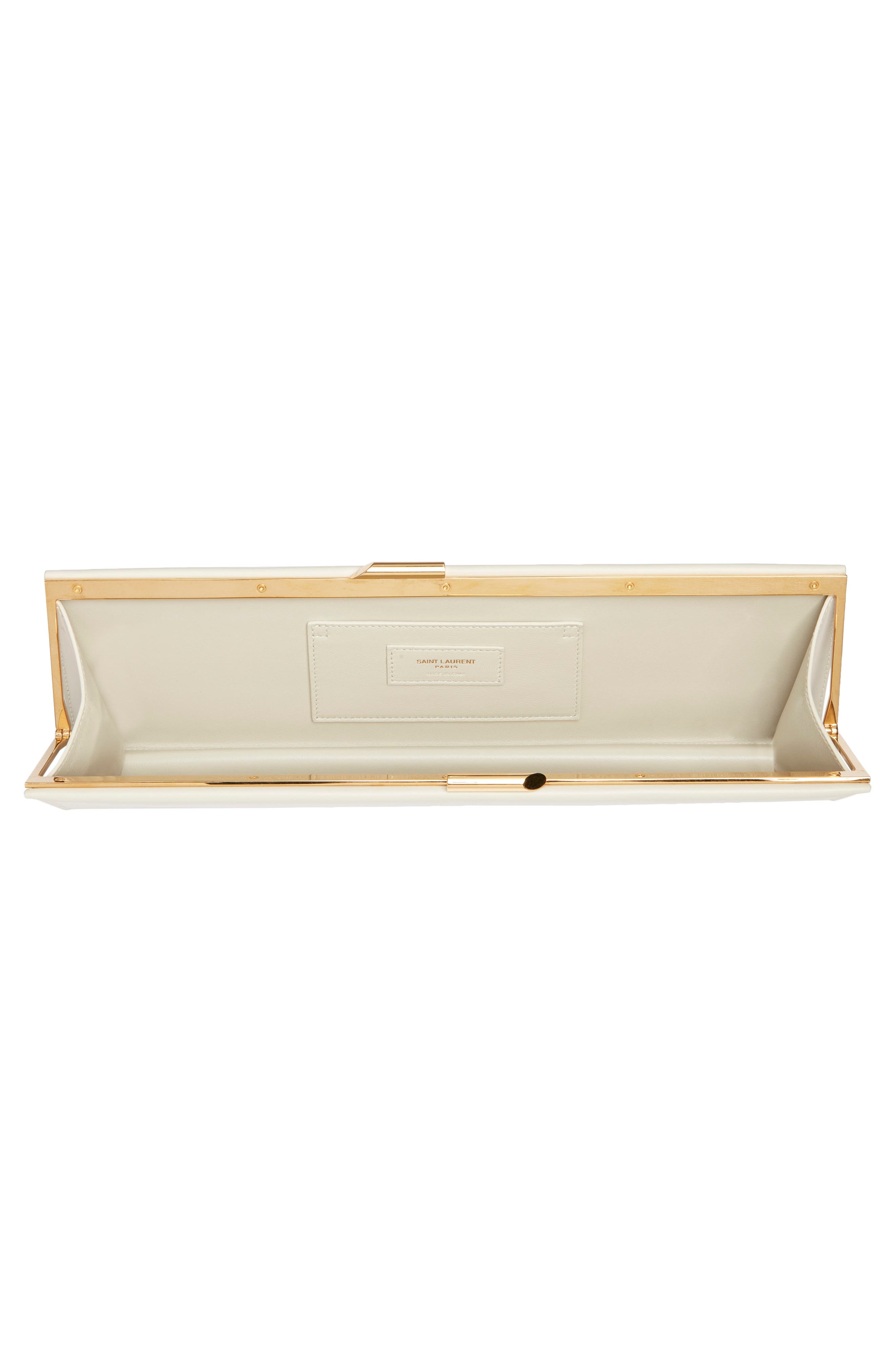 Saint Laurent Large Midnight Leather Clutch, Alternate, color, Blanc Vintage