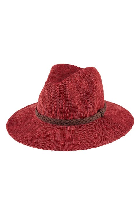 Faux Suede Trim Knit Fedora