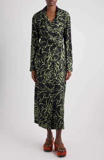 Rolana Giant Couture Rose Print Belted Crepe Trench Coat