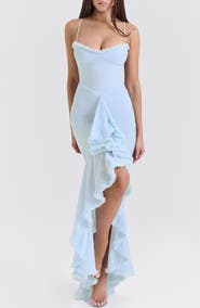 HOUSE OF CB Gabbi Ruffle Mesh High-Low Cocktail Dress