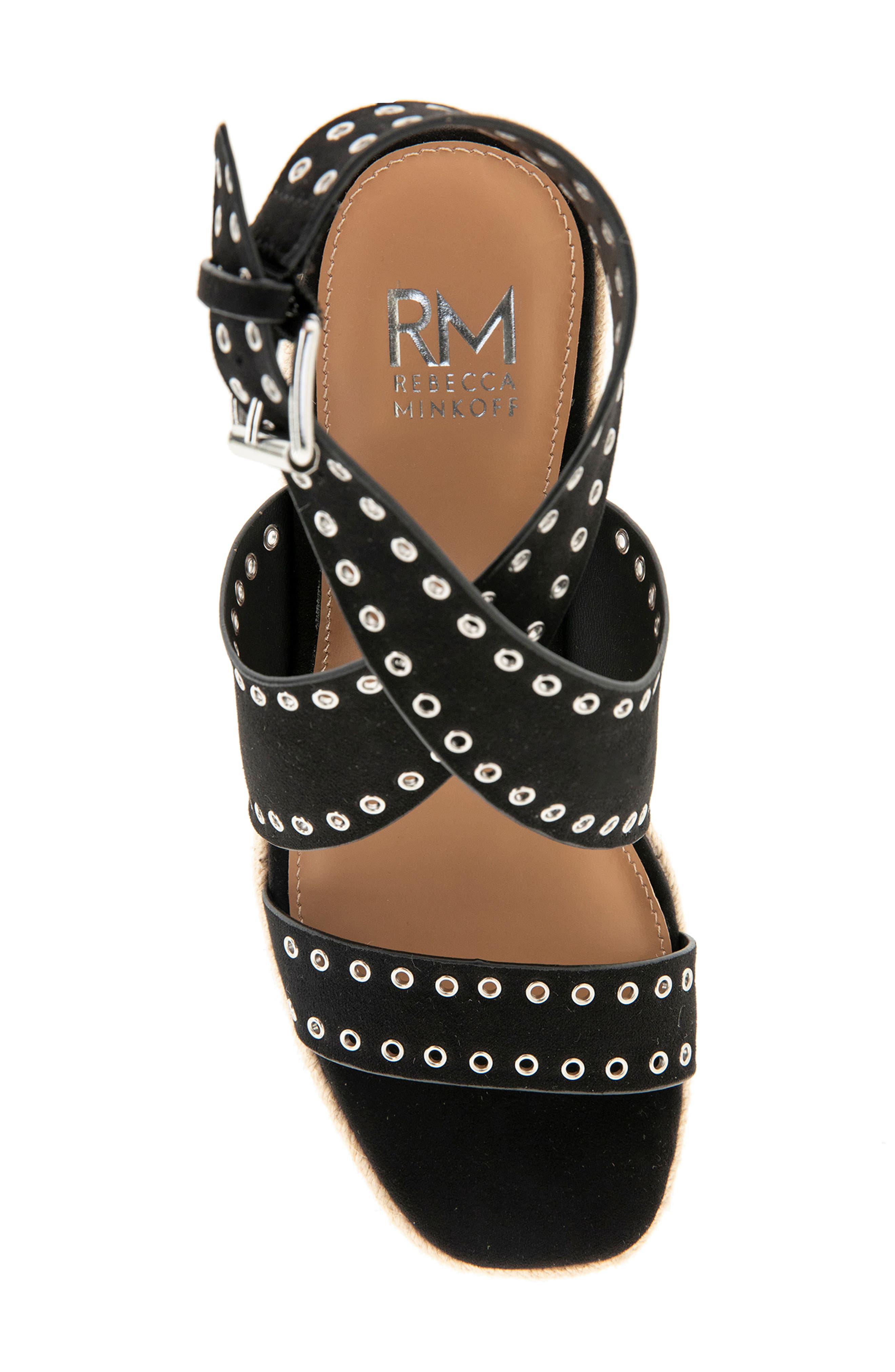 Rebecca Minkoff Gemma Wedge Espadrille Sandal, Alternate, color, Black