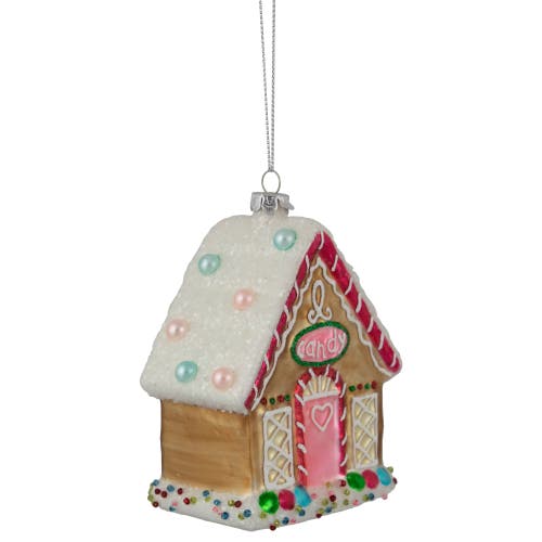 Northlight 4.5" Glittered Gingerbread House Glass Christmas Ornament In Brown