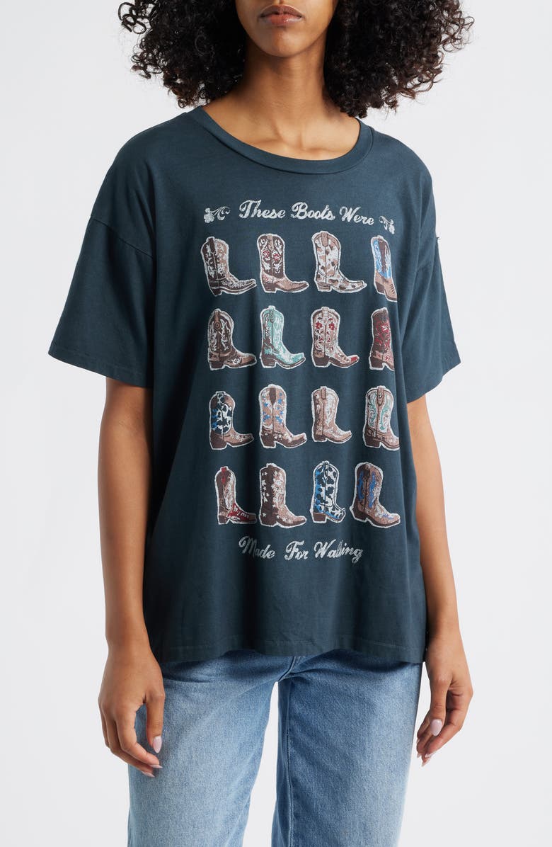 Daydreamer Boots for Walking Merch Cotton Graphic T-Shirt, Main, color, Vintage Black