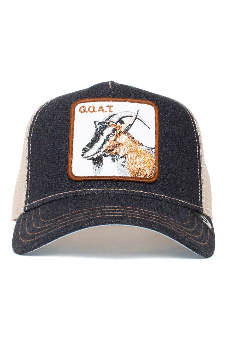 G.O.A.T. Patch Trucker Hat, Alternate, color, CHARCOAL
