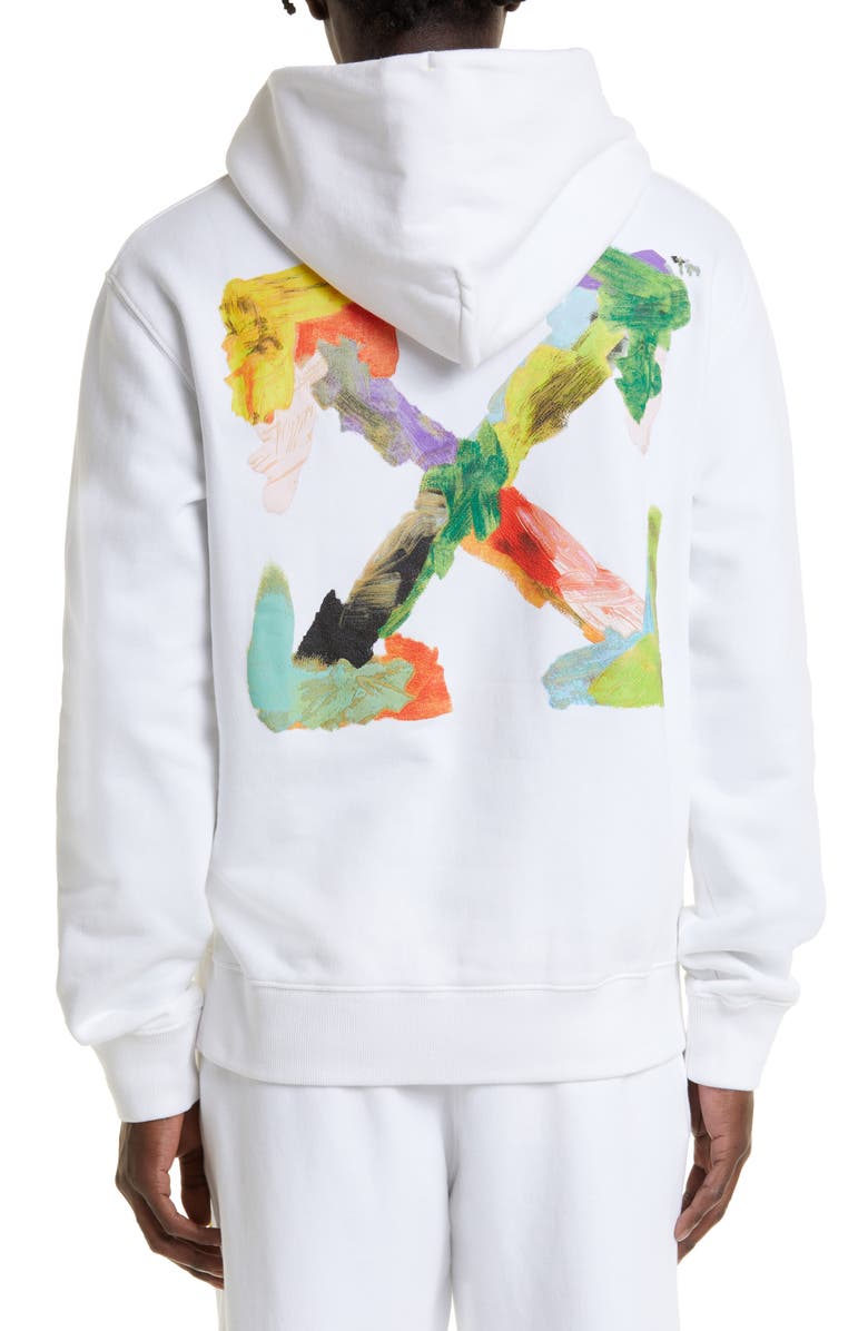 Off-White Brush Arrow Slim Fit Cotton Graphic Hoodie, Alternate, color,