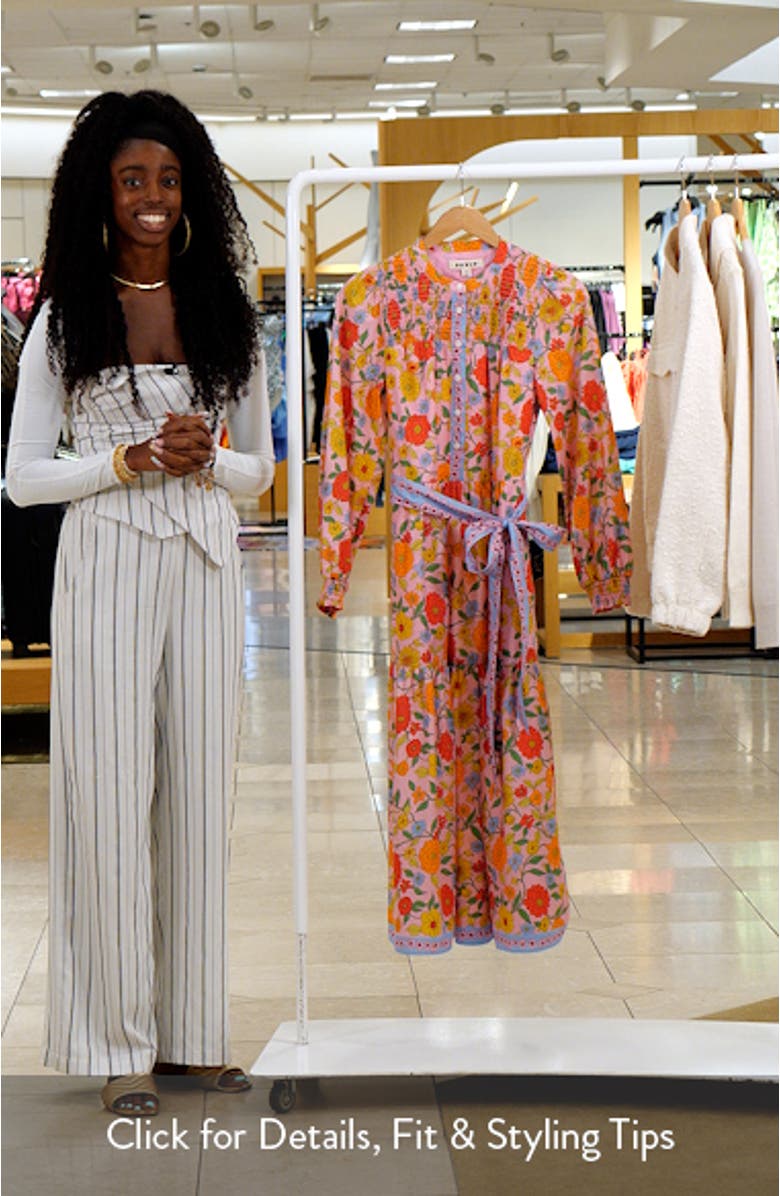 Floral Long Sleeve Cotton Shirtdress, sales video thumbnail