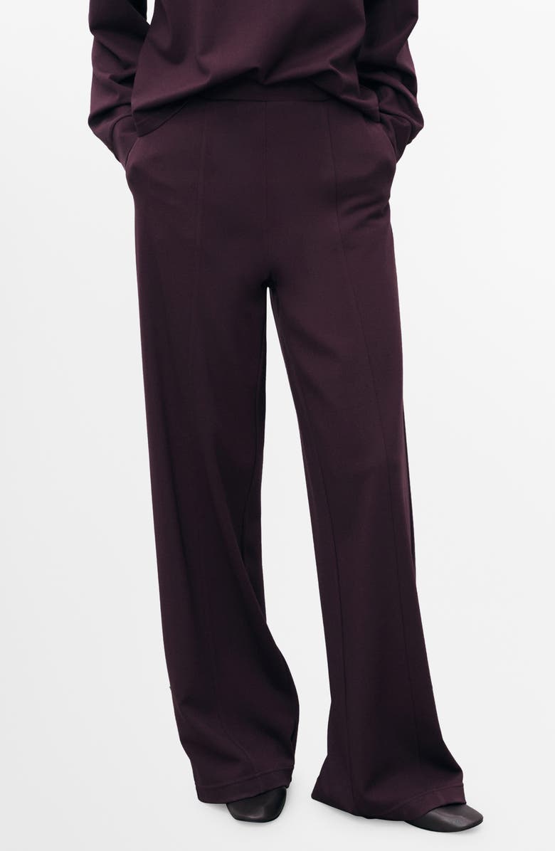 MANGO Florida Elastic Waist Pants, Main, color, Burgundy