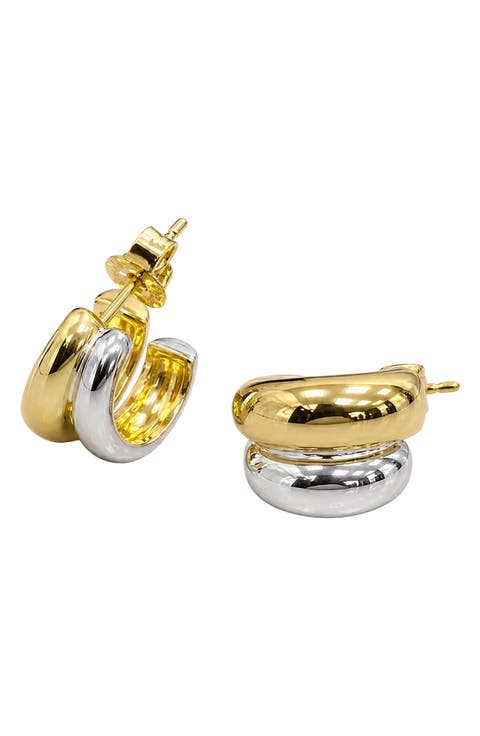 Two-Tone Bold Hoop Earrings