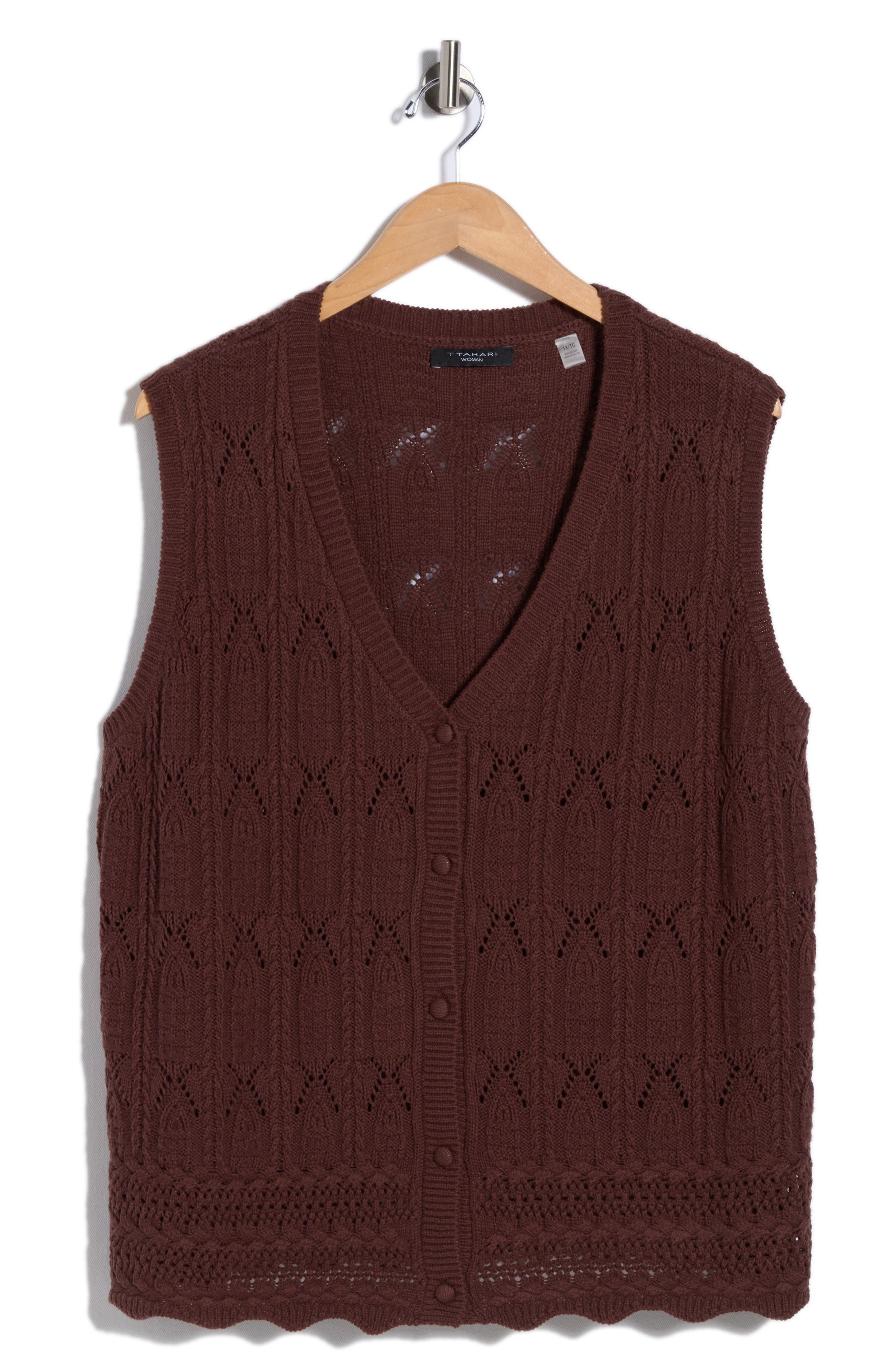 T Tahari Open Stitch Sweater Vest