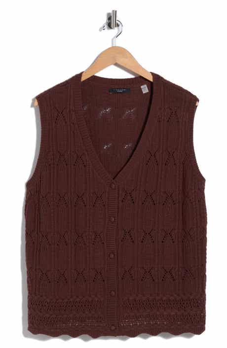 T Tahari Open Stitch Sweater Vest