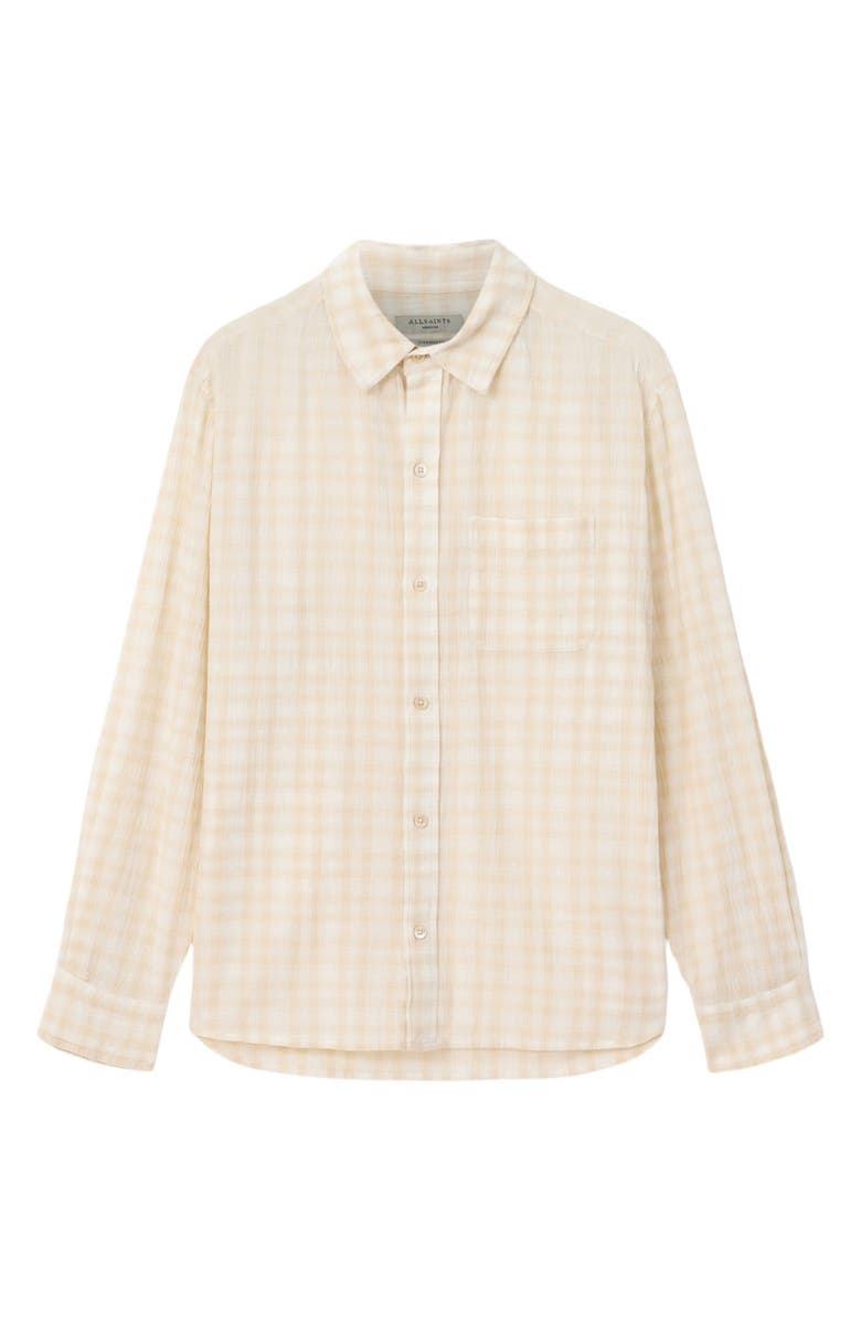AllSaints Toya Check Cotton Button-Up Shirt, Alternate, color, Sandstone Brown