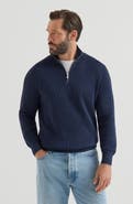 Brunello Cucinelli Cotton English rib sweater with half zip and raglan sleeves