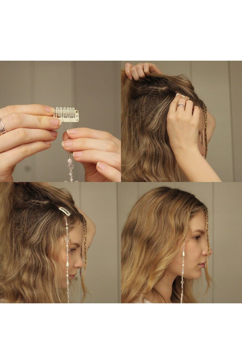 Pearl Braid With Cross Charm, Alternate, color, White