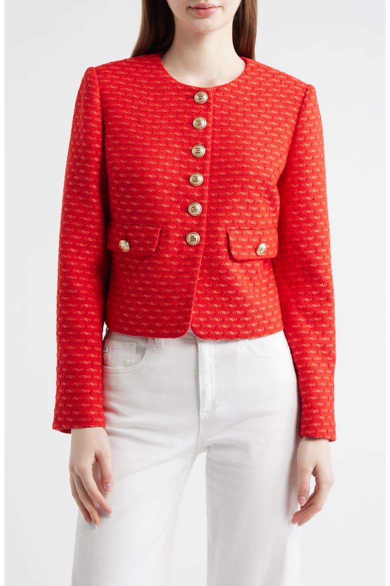 The Marlena Metallic Tweed Jacket, Main, color, POPPY GLOW TWEED