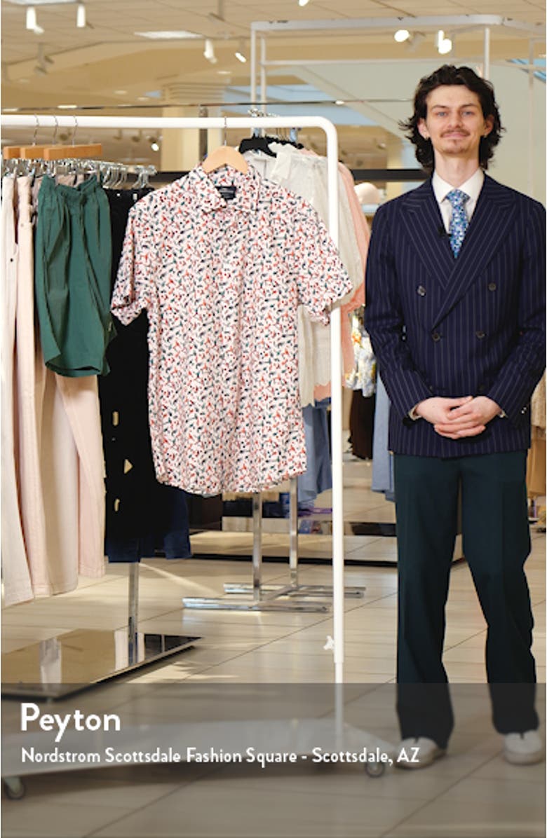 Hillmorton Sports Fit Print Short Sleeve Cotton Button-Up Shirt, sales video thumbnail