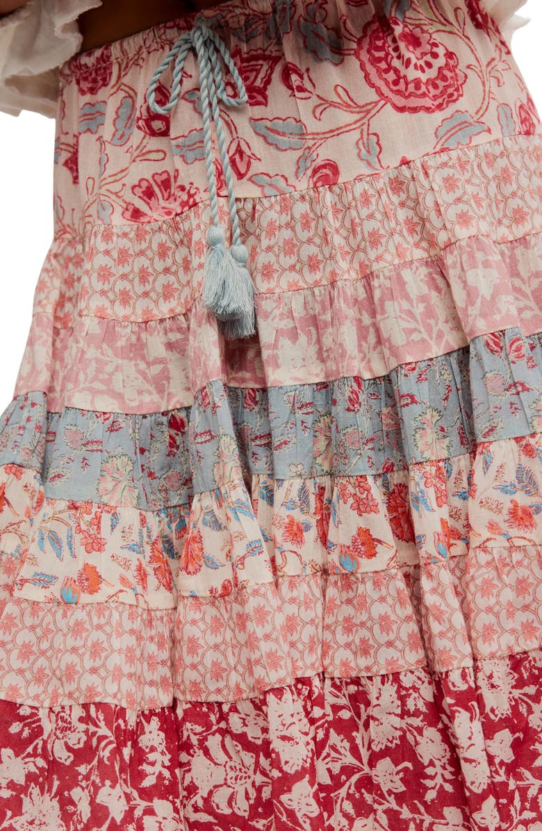 Free People Many Layers Mixed Print Tiered Cotton Skirt, Alternate, color,