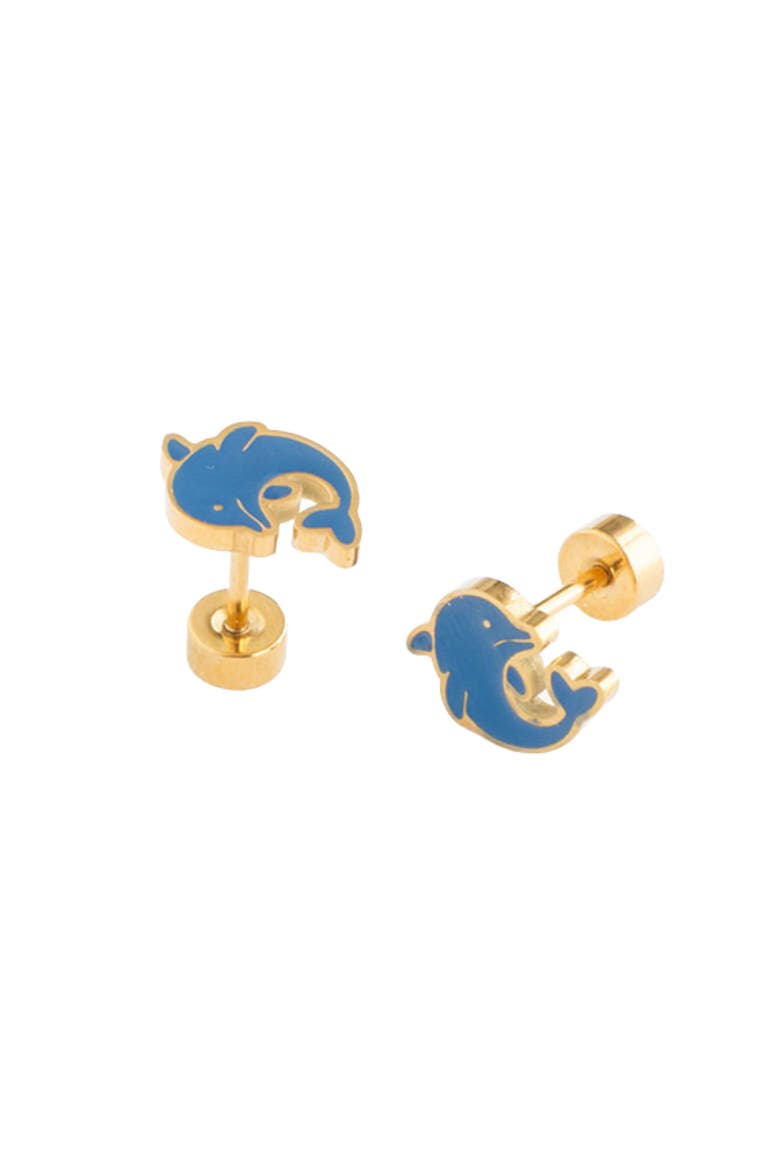 Dolphin Stud Earrings, Main, color, Blue