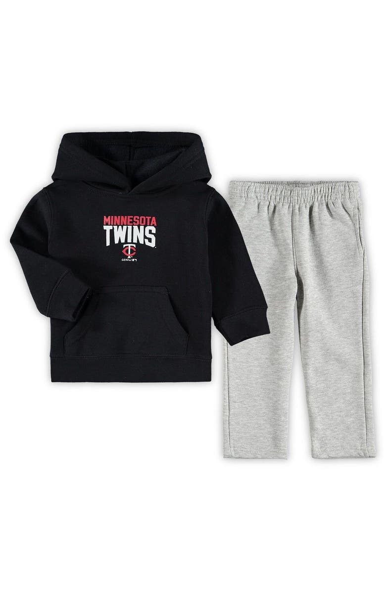 Outerstuff Infant Navy/Heathered Gray Minnesota Twins Fan Flare Fleece Hoodie and Pants Set, Main, color,