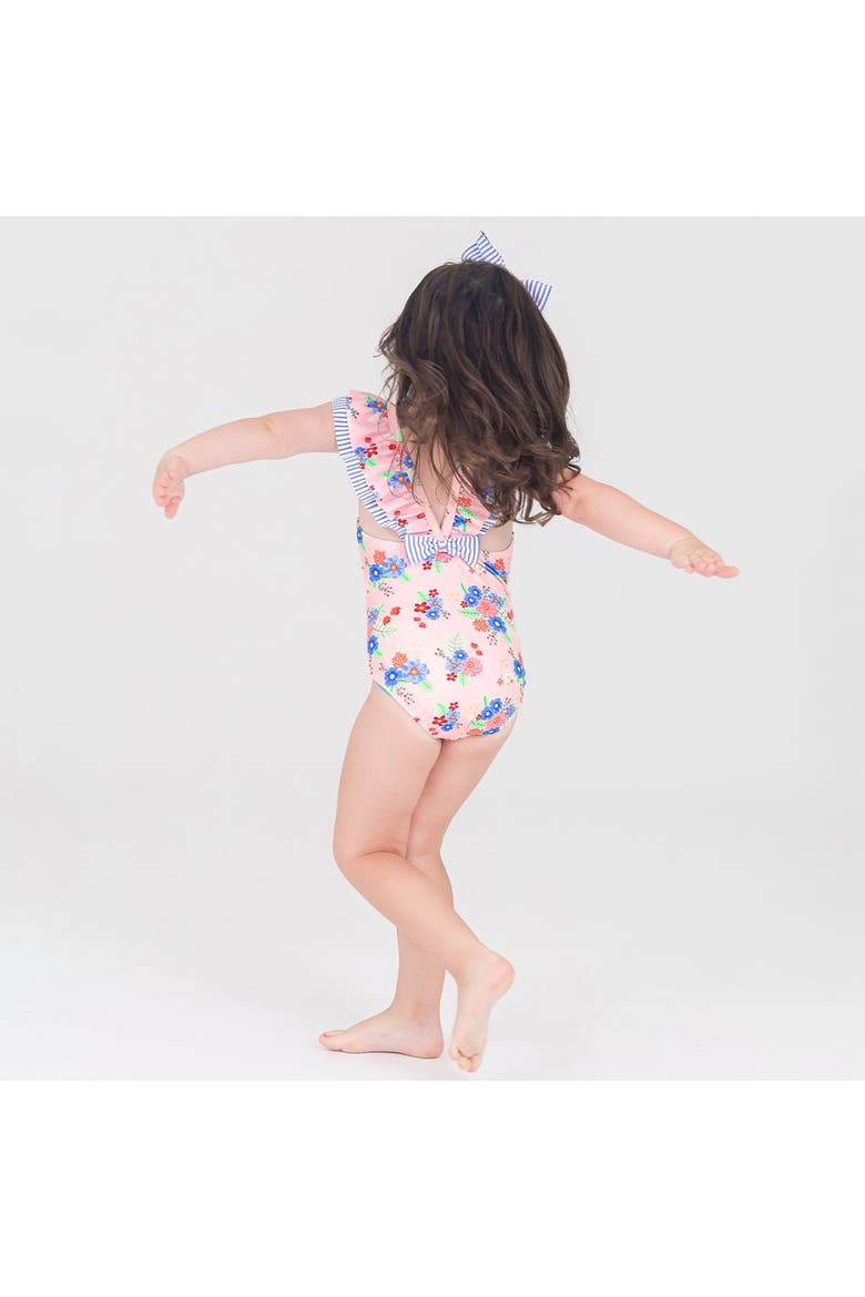 Girls V-Back UPF50+ One Piece, Alternate, color, Coastal Breeze Floral