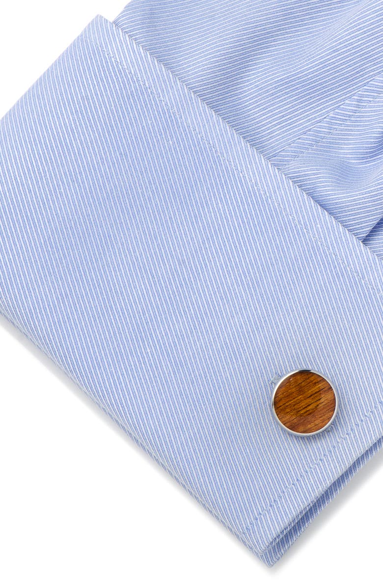 Cufflinks, Inc. Wood Inlay Cuff Links, Alternate, color, Brown