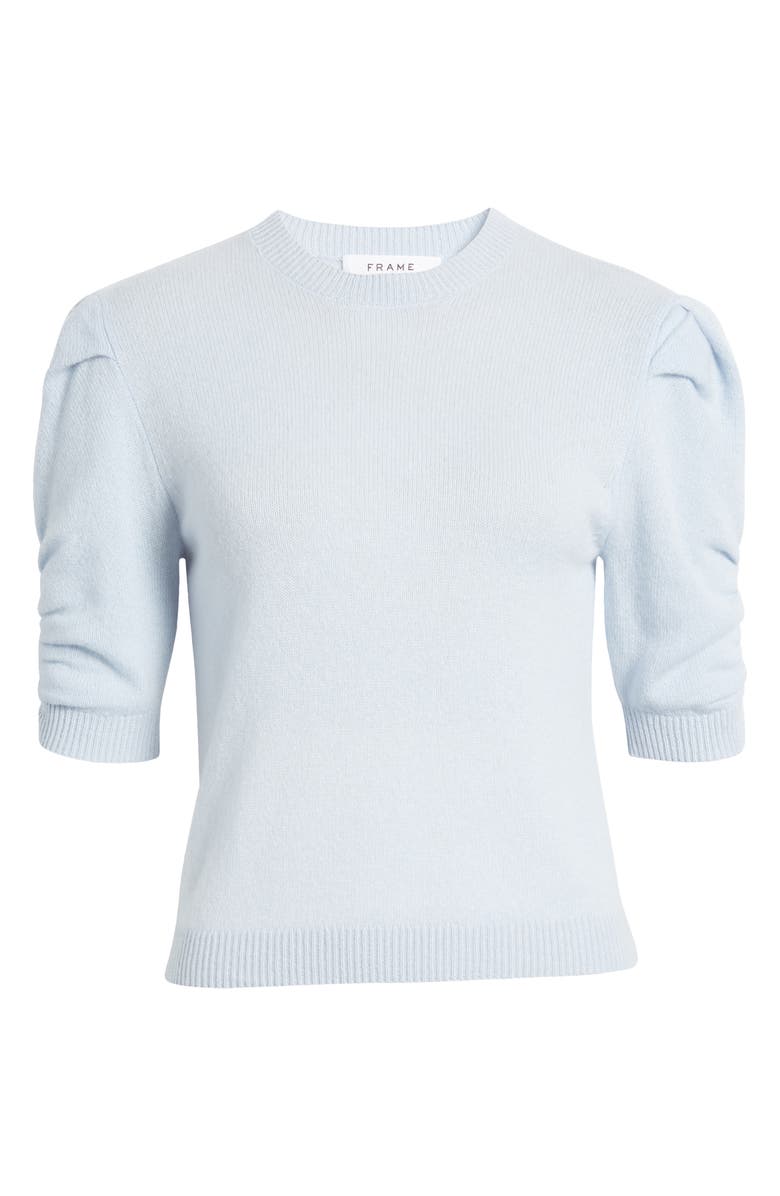 FRAME Ruched Sleeve Recycled Cashmere & Wool Sweater, Alternate, color, Light Blue